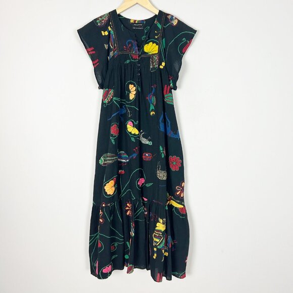 Urban Outfitters Willow Frock Midi Dress Boho Graphic Print Size XS Women's - Picture 2 of 6